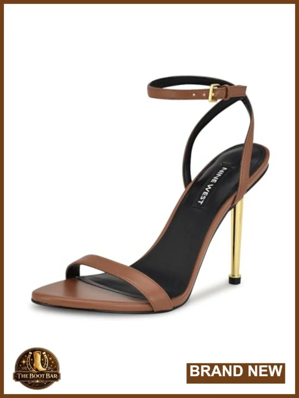 Nine West Reina Heeled Sandals Almond Toe Stiletto Heel Ankle Strap